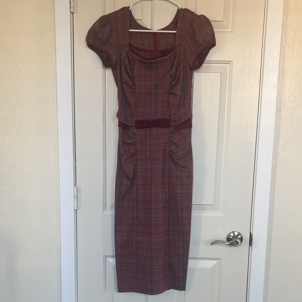 Vintage Style 1950s Stop Staring Burgundy Midi Dress